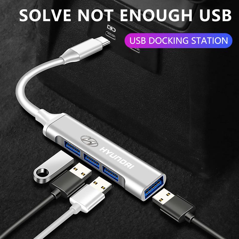 1 Stück Typ-C auf USB Adapter Multi-Port Verteiler Hub Für Hyundai Mistra Lafesta Elantra Accent IX35 I20 I30 Azera Sonata