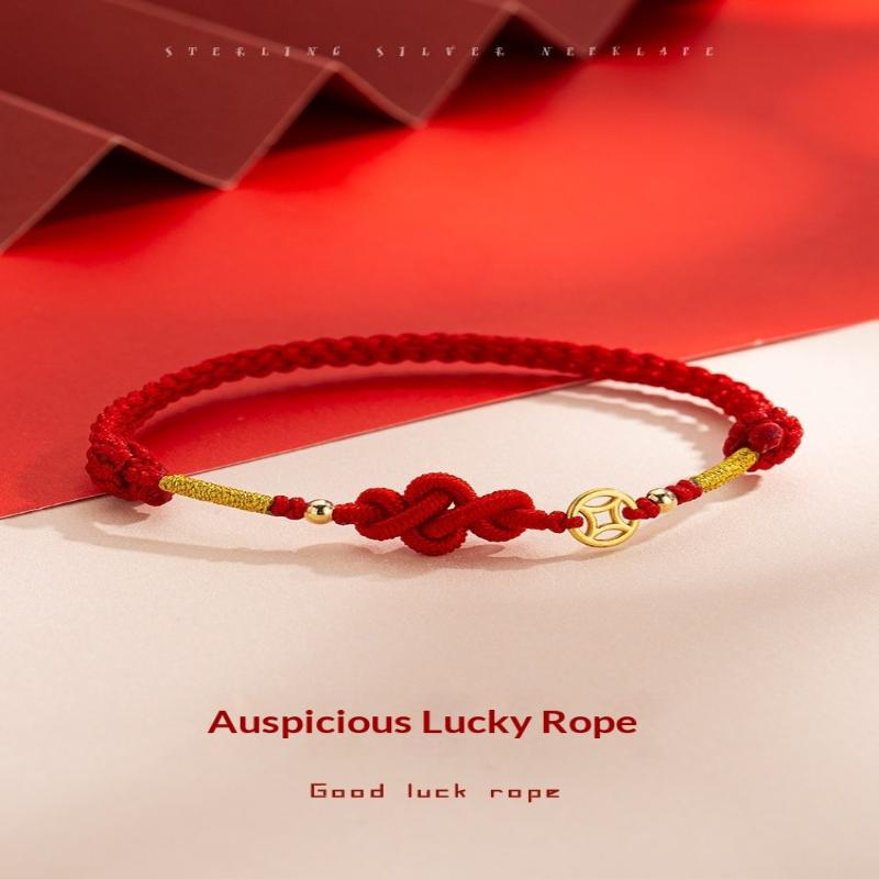 #1 Stück Einfaches Neujahrs Ruyi Knoten Kupfermünze Geflochtenes Armband Für Frauen Klassisches Chinesisches Knoten Design Armband Party Schmuck Geschenke