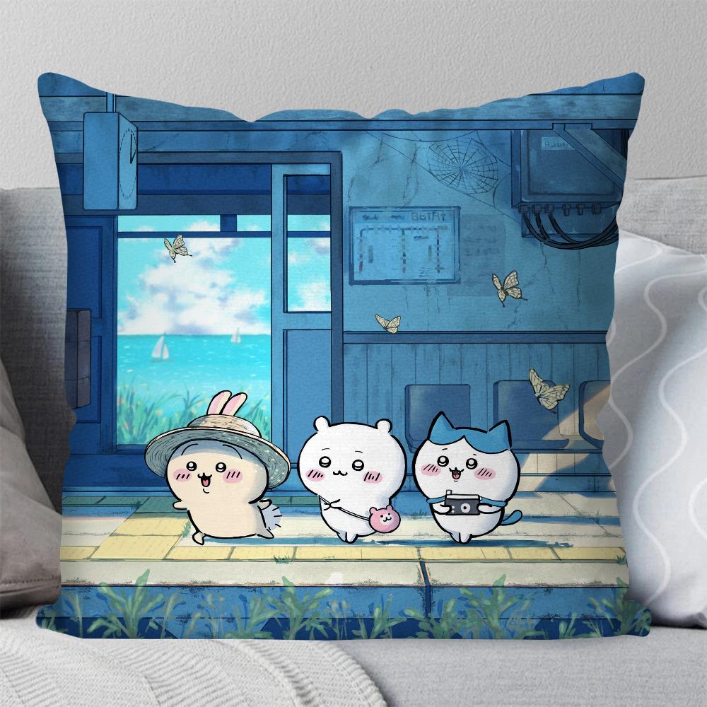 Cartoon Animation C-chiikawa Pillow Case Square Pillow Bedroom Sofa LeisureComfort Cushion Car Living Room Home Decoration 40X40
