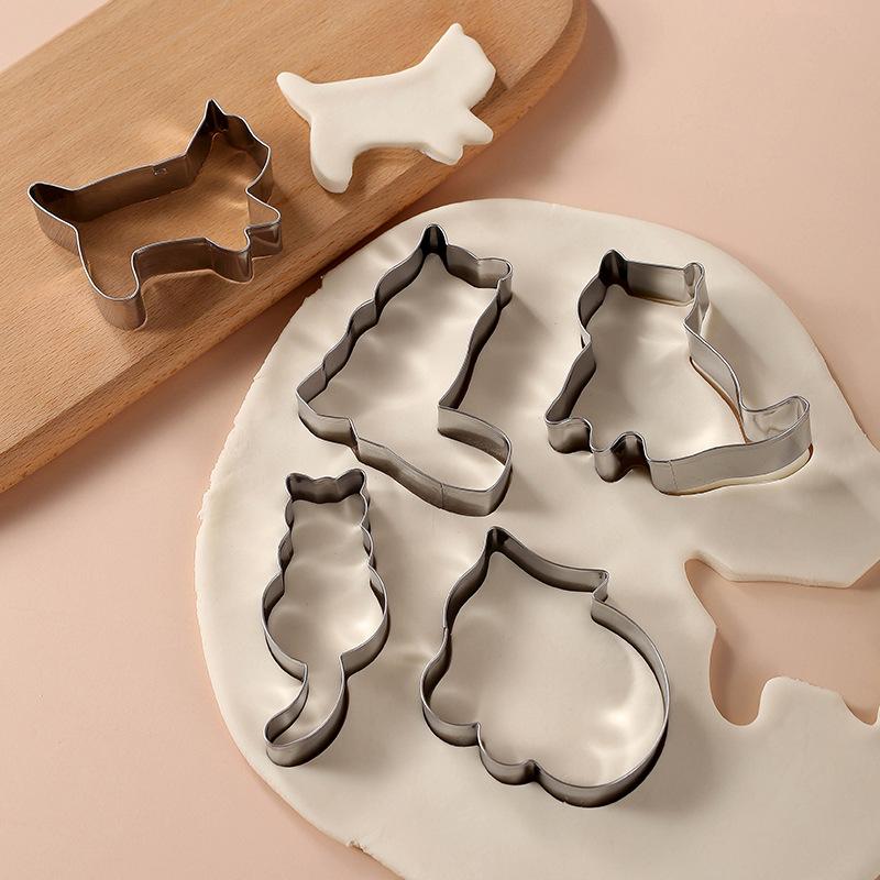 Adorable Kitten Cartoon Creative Baking Cookie Cutter Set of 5