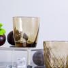 Hebe Engraved Flower Glass Cup, Round Mouth, Dark Gold - Stylish Juice & Milk Cup