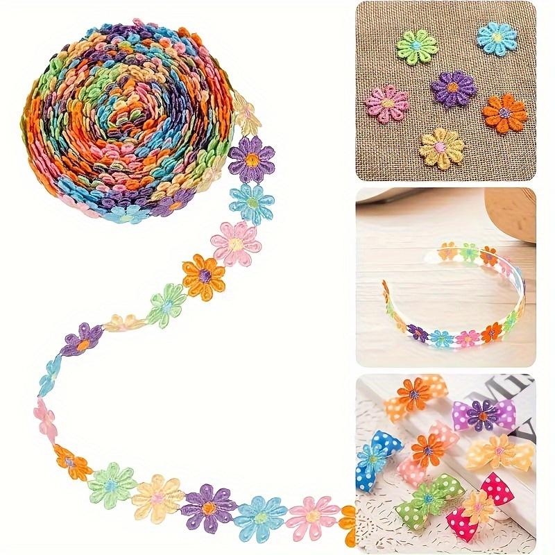 Vibrant Polyester Daisy Lace Trim 25mm Wide Colorful Knit Embroidery Ribbon, Perfect for DIY Crafts, Sewing, Patchwork & Wedding Decorations