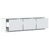 White TV Stand with LED Lighting 140 X 34 X 40 Cm Particleboard