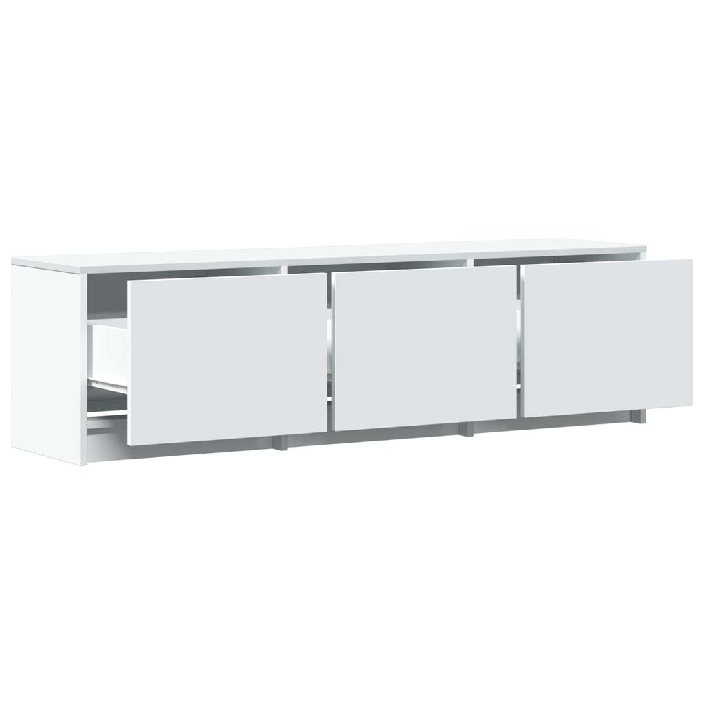 White TV Stand with LED Lighting 140 X 34 X 40 Cm Particleboard