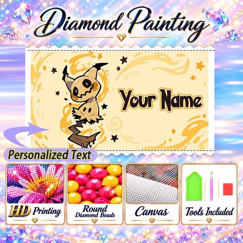 Personalized Mimikyu Diamond Art Custom Name 5D Diamond Painting Full Drill DIY Craft