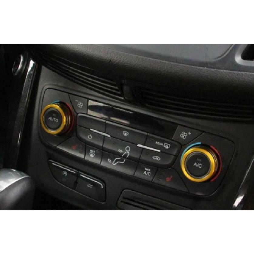 Golden Aluminum 2017-19 AC Knob Cover Trim For Ford Escape Kuga Central Console