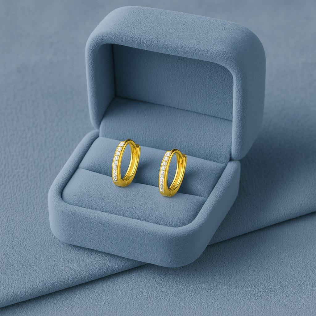 Mini Sleek Pavé Huggie Hoop Earrings - Sterling Silver Yellow Plated