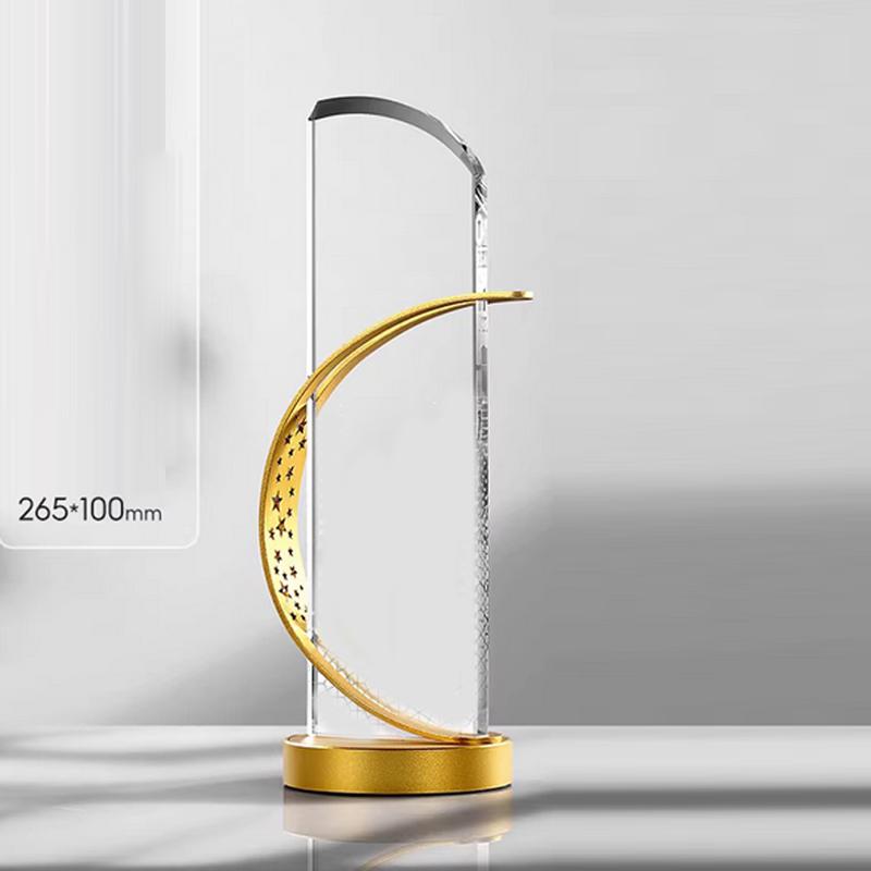 Customized Creative Metal Crystal Trophy, Honor Leaf Medal, Premium Company, Excellent Employee Souvenir, Home Decoration, 1Pc