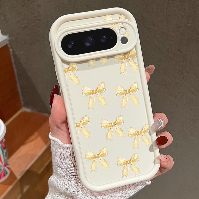 Miękkie silikonowe etui ze wzorem kokardki dla Google Pixel 9 Pro XL 8A 8 7 Pro Ochrona obiektywu Odporne na wstrząsy TPU Matowe etui na telefon