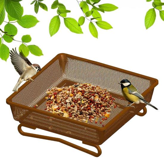 Metal Square Birds Feeder Tray Wild Birds Seeds Feeding Mesh Tray Outdoor Hummingbird Feeder Station for Outside Backyard