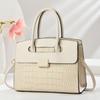 Pu Stone Pattern Tote Bag With Zipper Closure For Daily Use