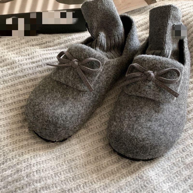New Soft Flat Cotton Shoes with A Versatile, Fleece, Warm Round Toe