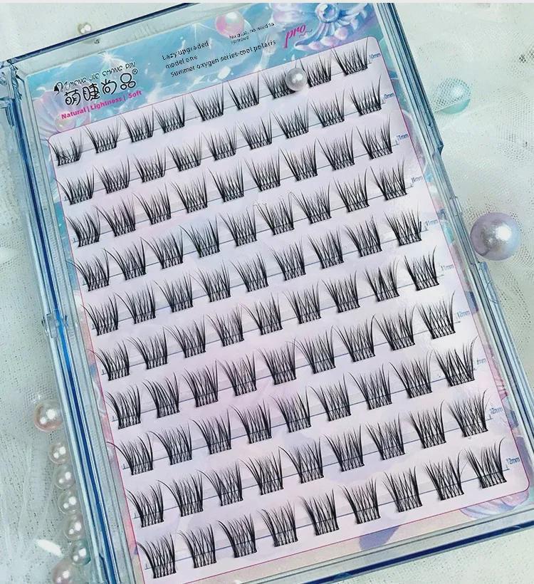 Lazy Pearl Girl Klebefreie selbstklebende falsche Wimpern - Natürlich, fotogen, einzelne Büschel, perfekt für Anfänger & Cartoon-Stile