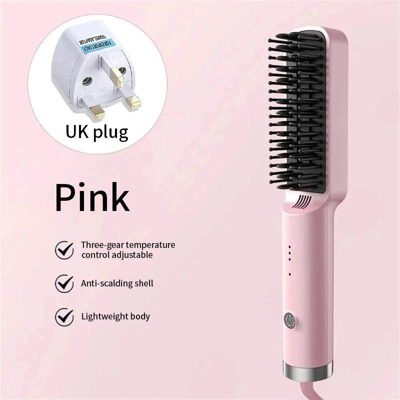 Rechargeable Hair Straightener Brush Portable Hot Comb Straightening Fashionable Negative Ion Wireless Care Straightening Comb