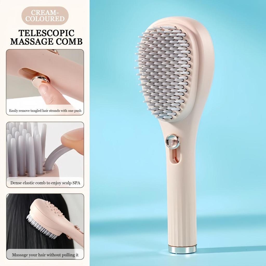 Portable Telescopic Comb White Pink Blue Scalp Massage Brush Self-Cleaning Hair Comb Women Salon Styling Tool Compact Magic Comb