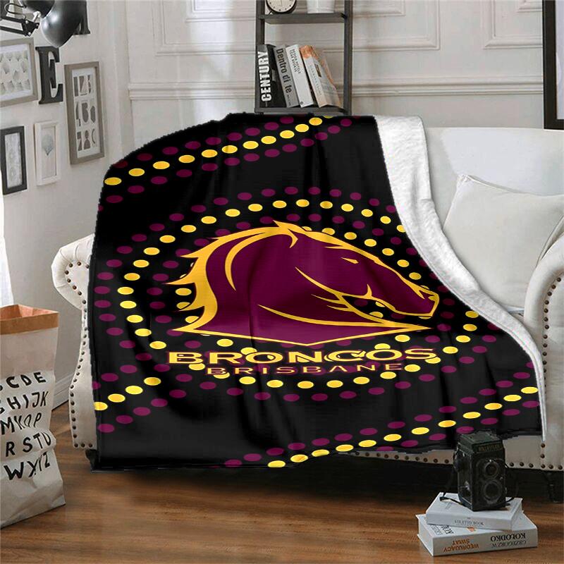 Brisbane Broncos Flannel Blanket Soft All-Season Throw, Design for Camping, Car Travel, Hiking Sofa, Bed, Office Perfect Gift for Parties