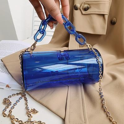 Women Bag Fashion TPU New Summer Bucket Chains Solid Zipper Shoulder Bag Handbag Crossbody Women Bag