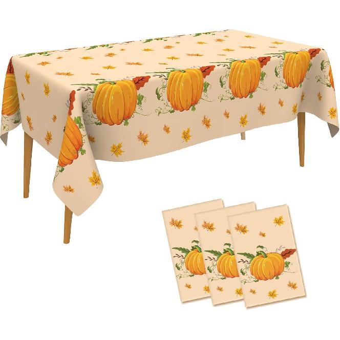 Thanksgiving Decorations Table Decor, 3 Pack Plastic Thanksgiving Tablecloths(54x108 Inch) Rectangle Disaposable Fall Autumn Home Dinner Table Cloths 3 Fall Tablecloths