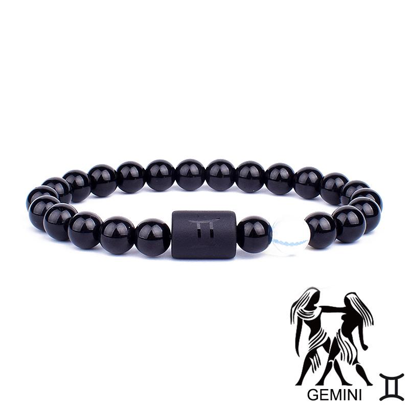 12 Constellation Bracelets Natural Black Onyx Bead Bracelet Star Sign Constellation Horoscope Couple Bracelet Friendship Jewelry