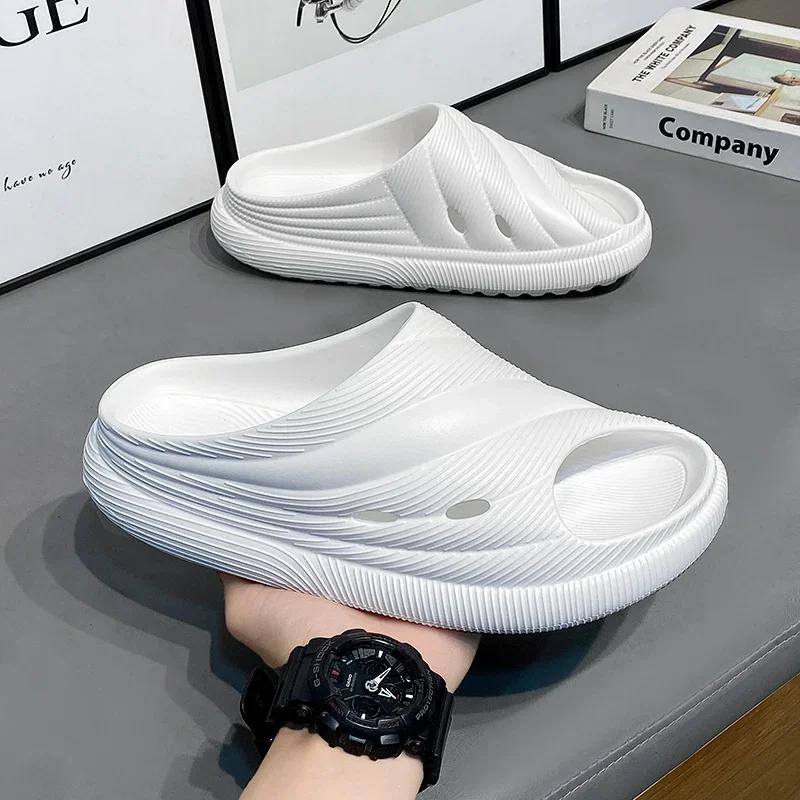 Klapki Męskie 2024 Męskie Sandały ze Skóry Naturalnej Męskie Letnie Kapcie Do Chodzenia po Domu Klapki Męskie Luksus 2024