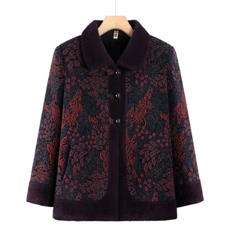 

Новая одежда для пожилых мужчин, шерстяная зимняя одежда, плюшевое утолщенное пальто, одежда для пожилой женщины, теплый верх 6XL [Recommended 160-82.5kg] фиолетовый