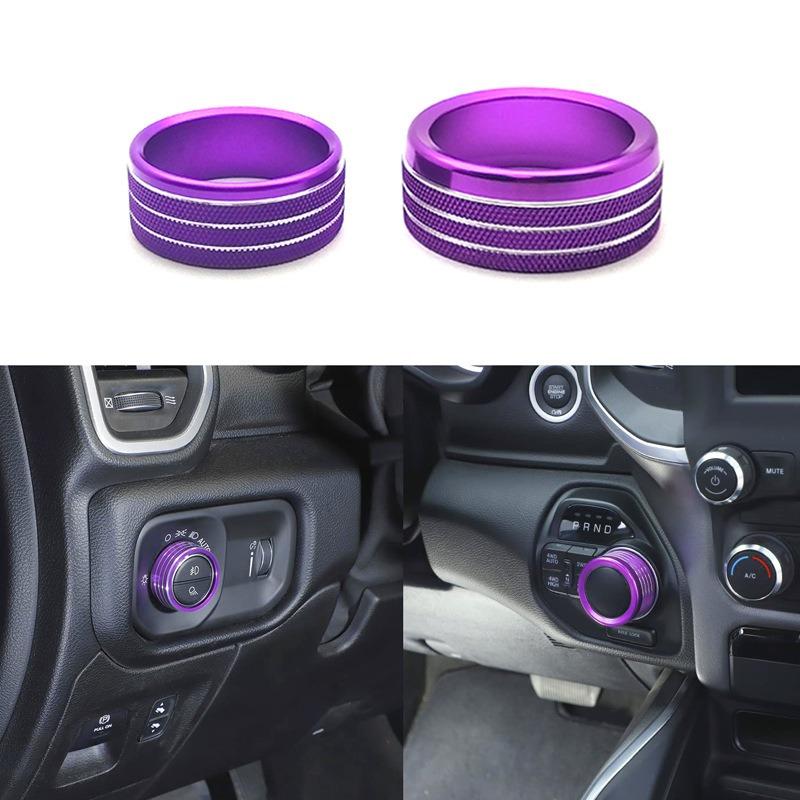 Modified Decorative Shift And Headlight Knob Rings For Dodge Ram Car Interior Decoration