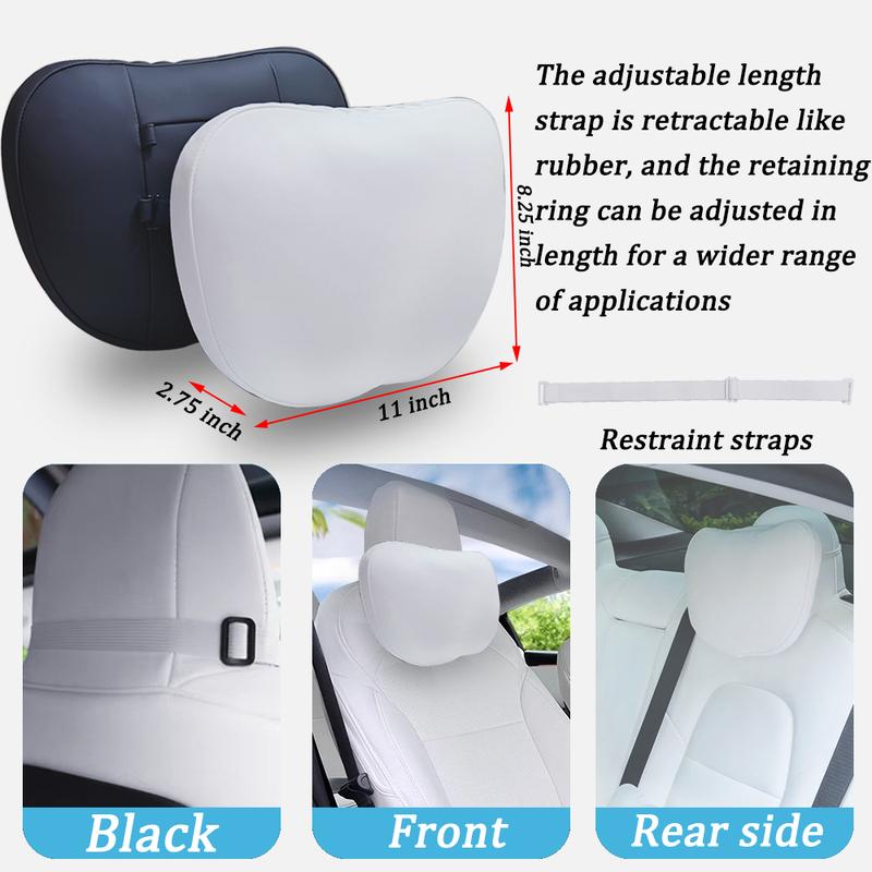 OULEX For Tesla Model 3 Y Flocking/Leather Car Seat Neck Pillow Soft Memory Neck Pillow High-Quality Headrest Lumbar Support
