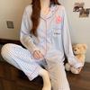 Plaid Long Sleeve Pajama Set with Pants – Spring & Autumn Style, Comfortable Home or Dorm Wear, Suitable for Outdoor Use