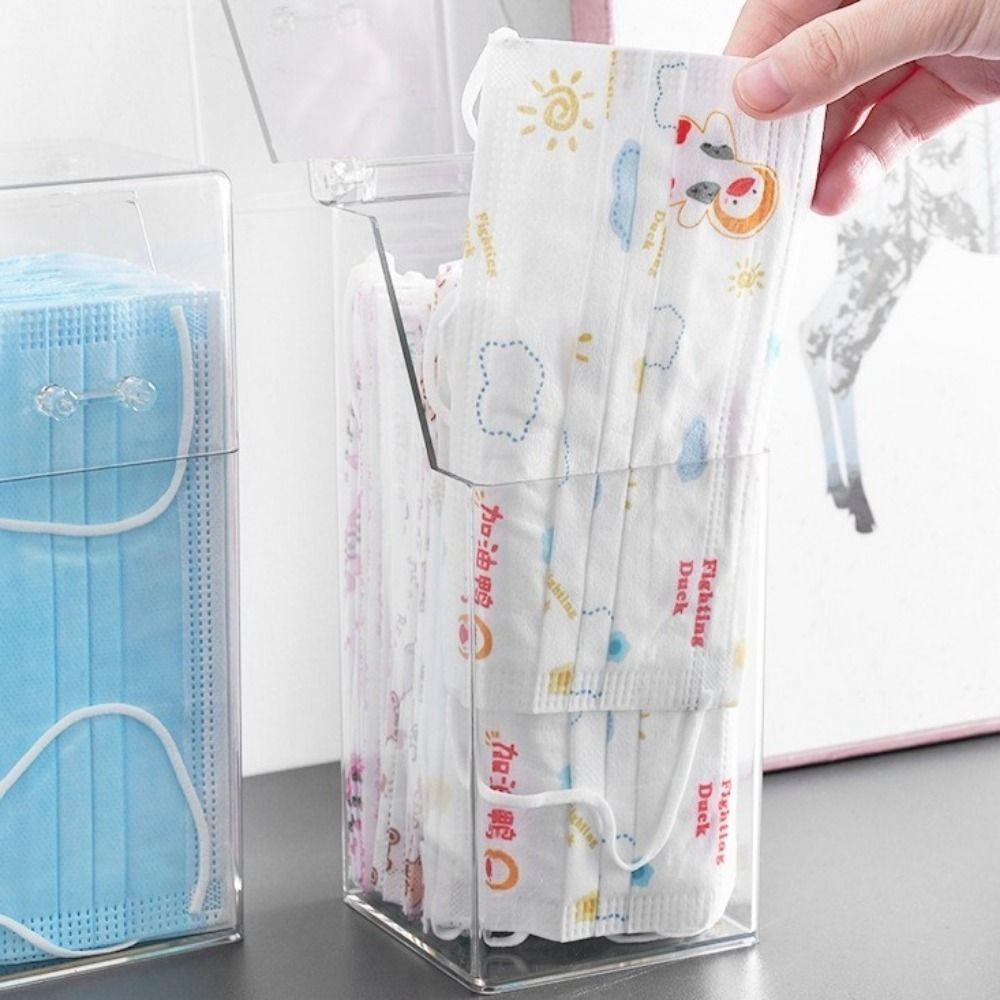 Transparent Transparent Mask Storage Box Flip Lid Pencil Storage Holder  Bathroom