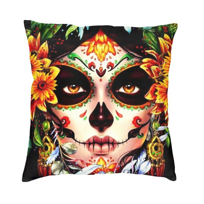 Luxury Day Of The Dead Throw Pillow Cover Home Decor Custom Square Mexican Sugar Skull Cushion Cover 45x45cm Pillowcover