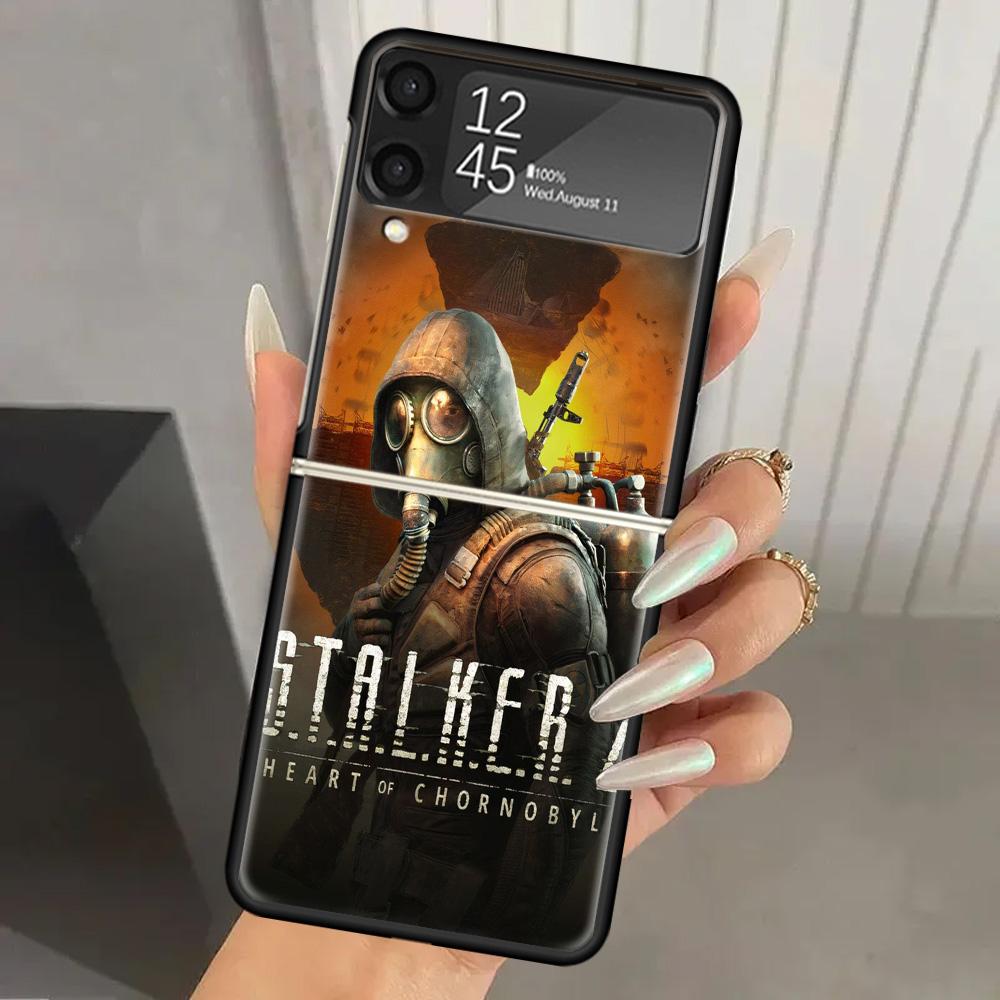 Game S-Stalker Hard PC Phone Case For Samsung Galaxy Z Flip 7 6 5 4 3 Black ZFlip7 ZFlip6 Flip5 Flip4 Flip3 5G Print Cover