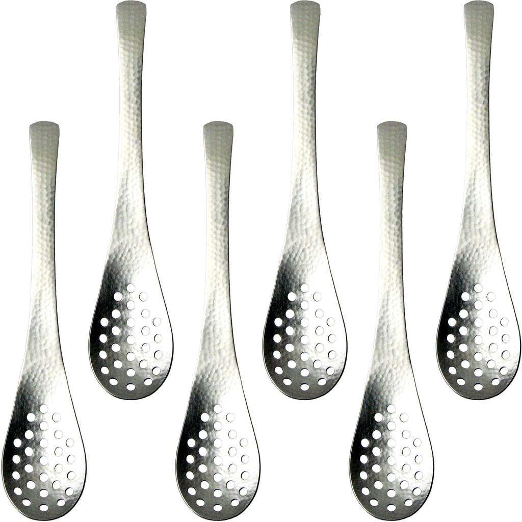 Nagao Japanese-Western Style Renge Spoons, Perforated, 18cm, Matte, 5 Spoons + 1 Spoon, 18-8 Stainless Steel, Hammered, Made In Japan