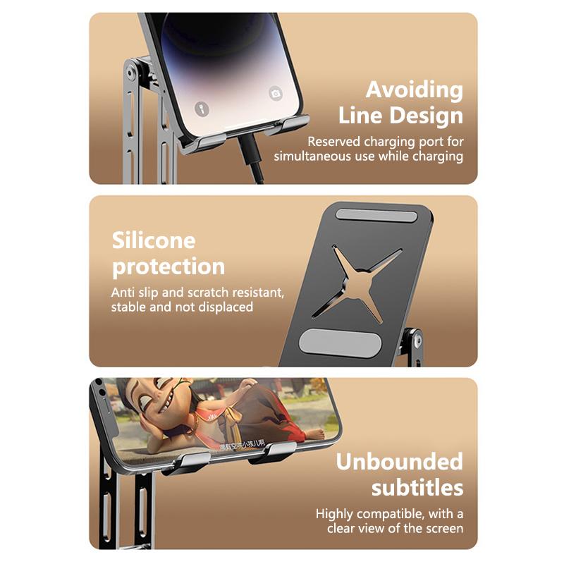 360 Rotation Aluminium Alloy Foldable Desktop Phone Stand Desk Lazy Tablet Holder Support Mount For Iphone Ipad Xiaomi Samsung