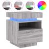 Nightstand with LED Lights Grey Sonoma 40 x 39 x 48.5 cm