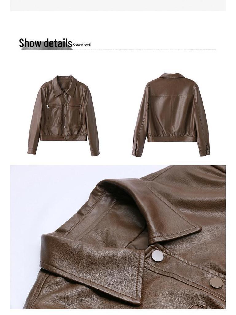 Women's Genuine Sheepskin Leather Jacket - Petite Short Coat, New for Spring/Autumn 2025