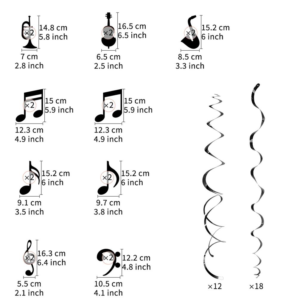 30Pcs Music Notes Hanging Swirl Decorations for Party and Event Celebrations with Musical Note Designing