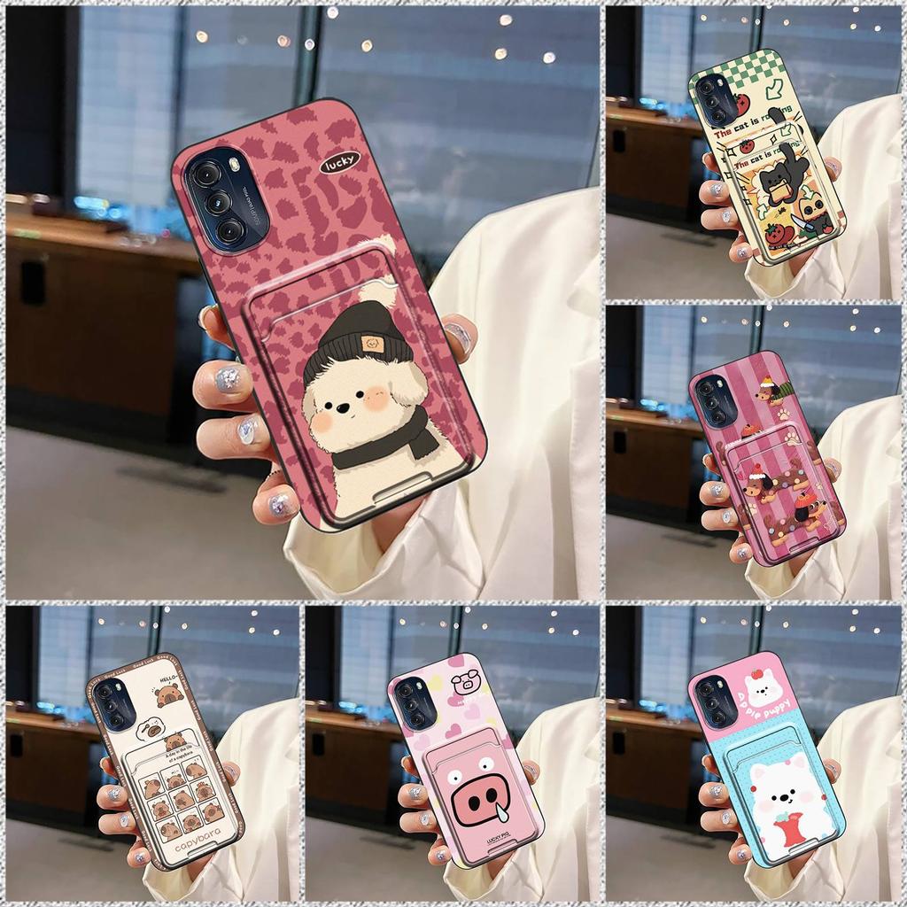 Dirt-resistant Cartoon Phone Case For MOTO G 5G 2022 Cute Durable Shockproof Full wrap Card slot Card bag Graffiti Cover