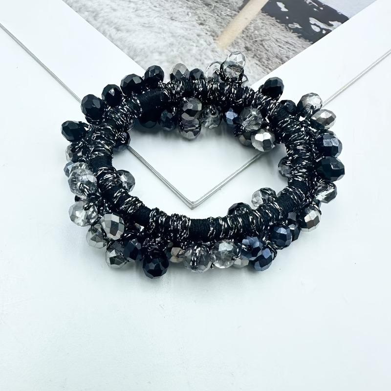 2pcs Fashion Luxury Water Diamond Beaded Hair Rings for Women Party Hair Additions