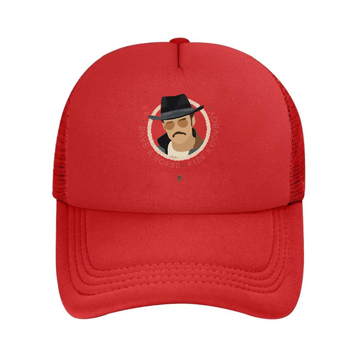 Cowboy Motif with Save a Horse Ride a Cowboy Quote Mesh Baseball Cap One Size