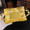 Fruit Tray, Alloy Cake Plate, Golden Exquisite Portable Hand Snack Disc,Nuts Organizer Living Room Party Desktop Decoration 28cm