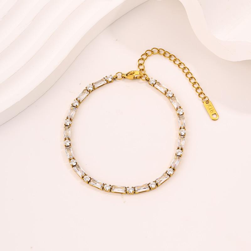 Titanium Steel European and American Light Luxury Style Straight Couple Versatile Temperament Advanced Sense Color Zircon