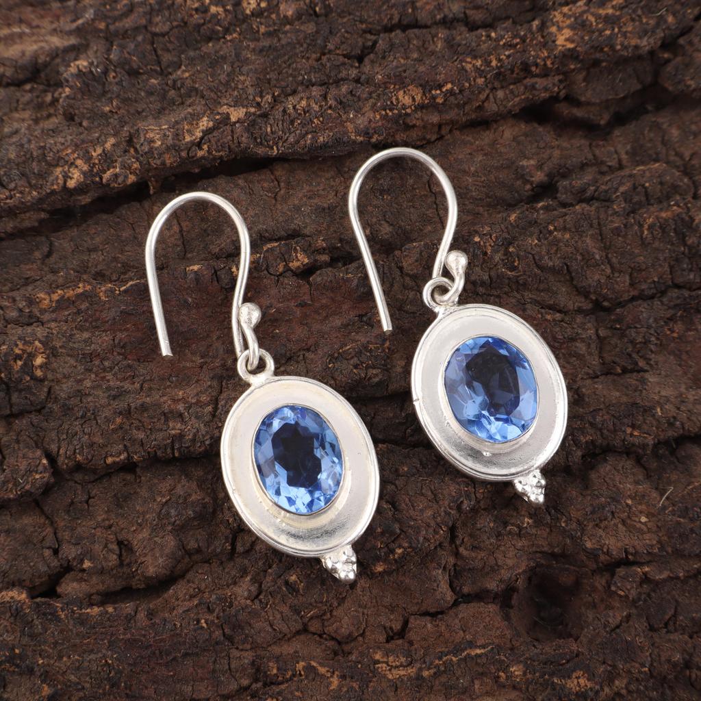 Tanzanite Gemstone Jewelry, 925 Solid Sterling Silver Earrings, Handmade Amazing Silver Earrings Gift For Women