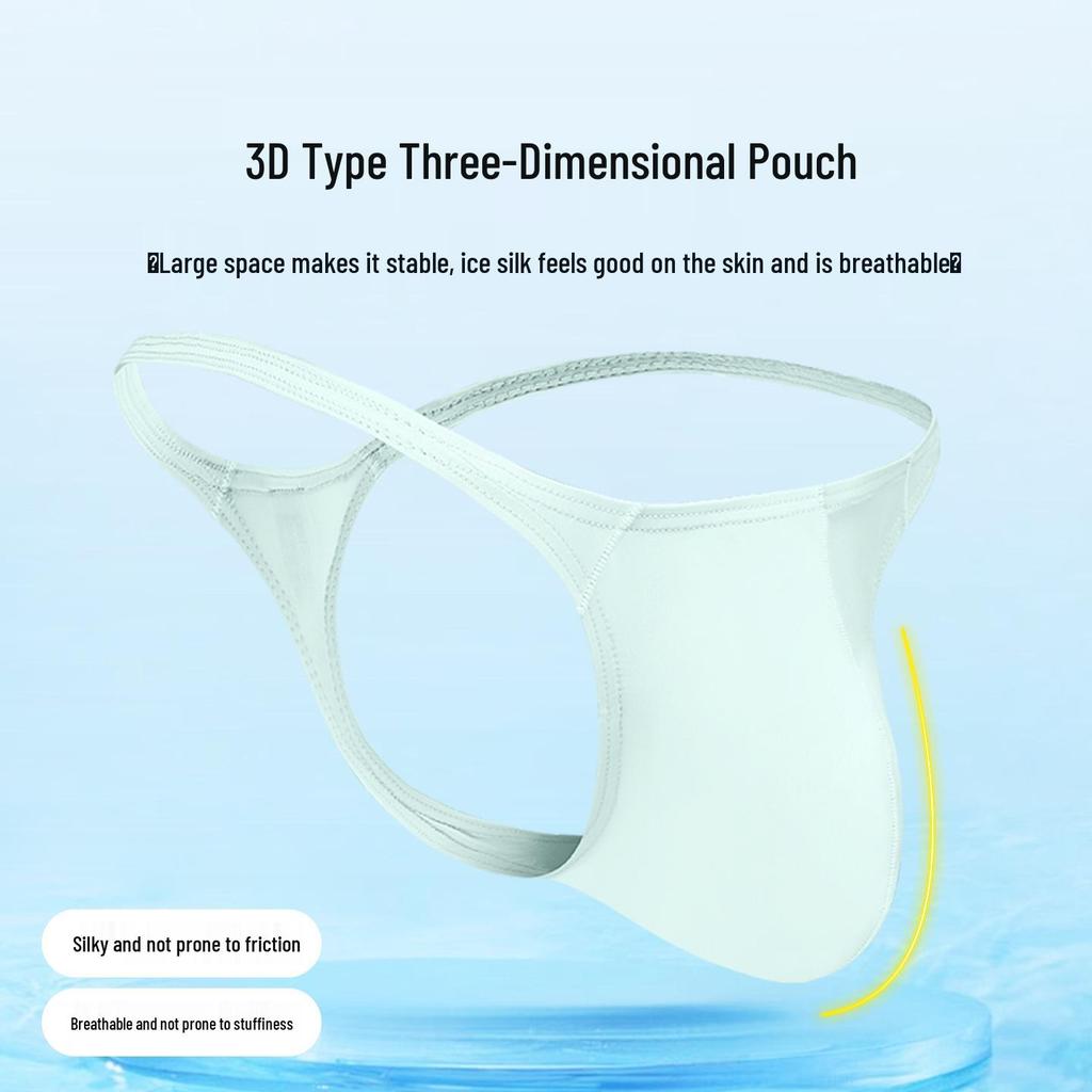 Pánské nízké ledově hedvábné tanga: U-Konvexní, Elastické, Prodyšné, Sexy T-Back spodní prádlo