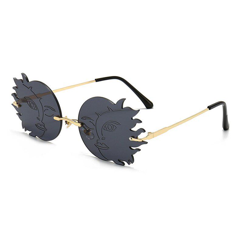 SHAUNA Fashion Rimless Sun Moon Sunglasses Women Candy Colors Smiling Face Gradient Shades Men UV400