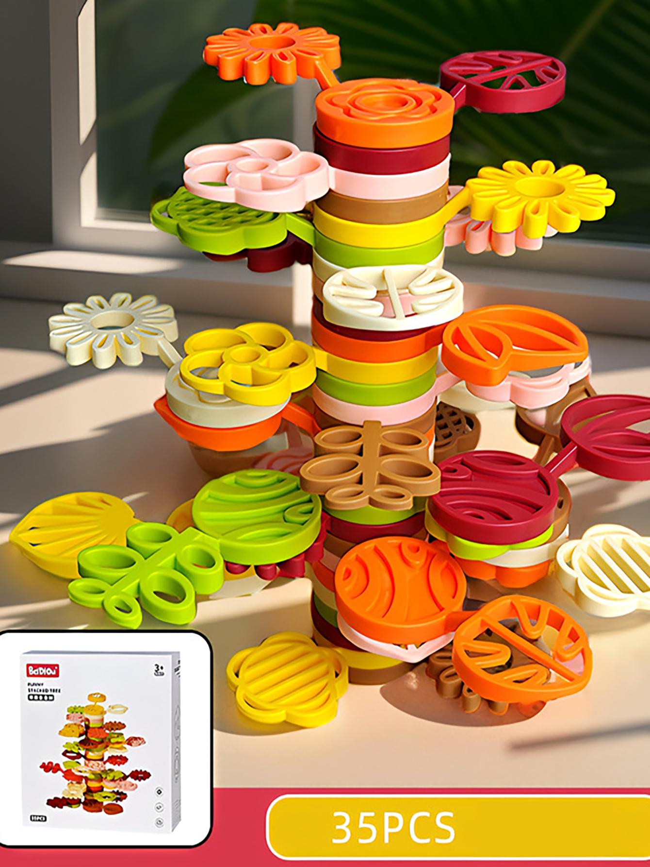 

Stack Rainbow flower Tree Stack Blocks for Colorful gardening set Balance game Toy preschool games Educational Building and Toy