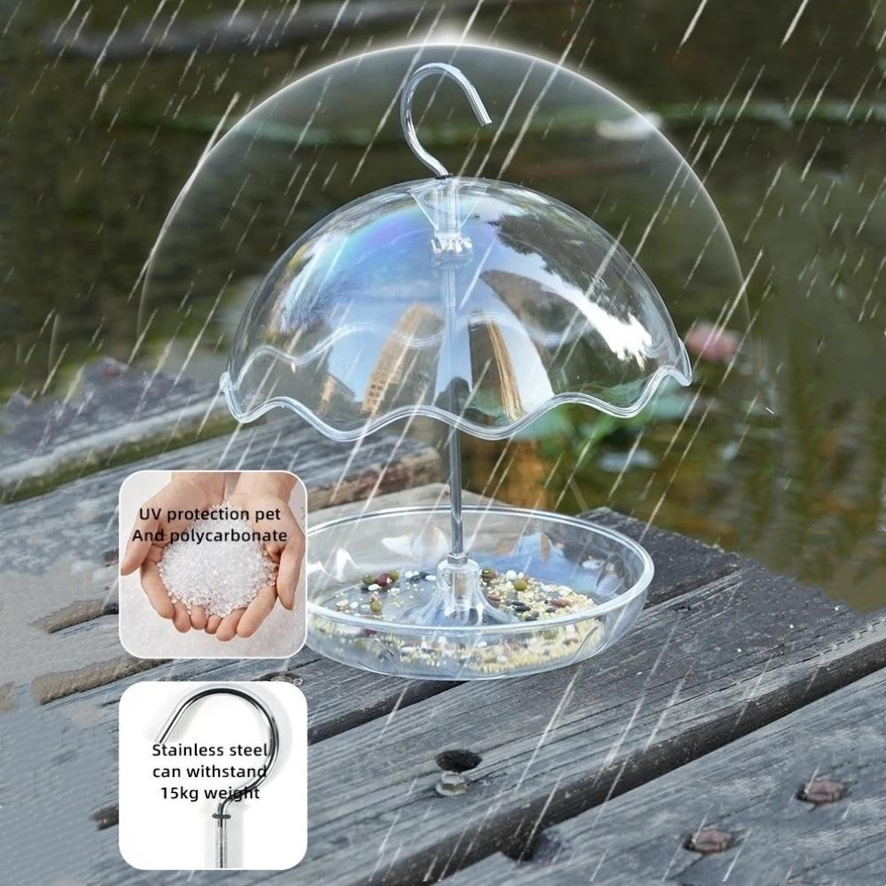 Open Platform Hanging Bird Bath Transparent Hummingbird Feeder Umbrella Bird Feeder  Yard