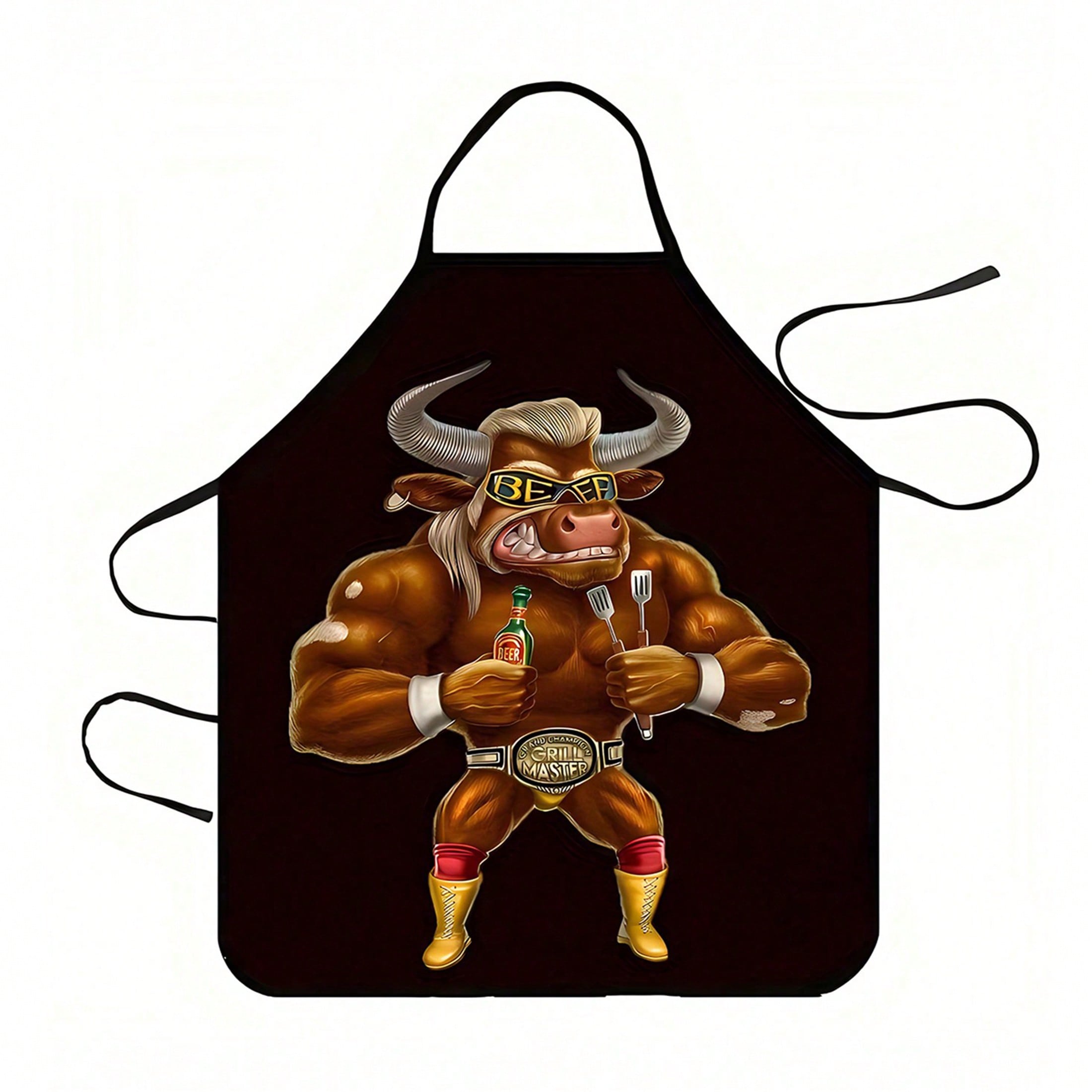 Funny Cat Apron, Artistic Fish Eye Cat Print Kitchen Bib, Novelty Cooking Gift for Cat Lovers, Unique Chef Apron 38X47cm(15X19in)