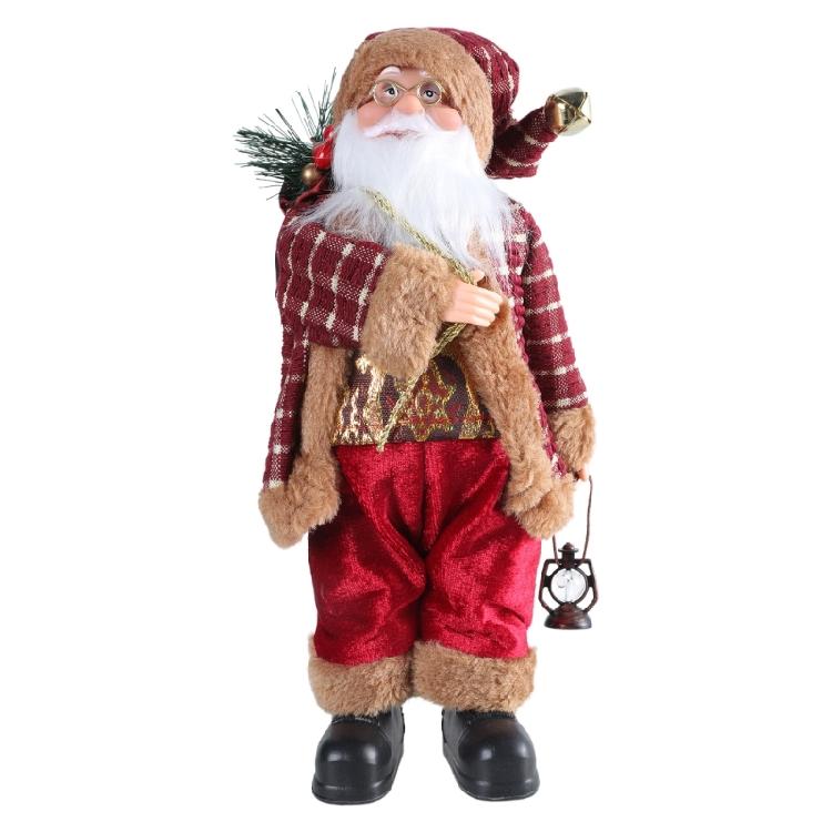 11.8inch Santa Clau Christmas Plastic Figurine Handpainted with Stack of Present