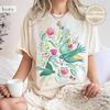 Folk Art Bird Shirt, Vintage Cottagecore T-shirt, Cute Scandinavian Floral Tee, Aesthetic Nature Graphic Tee, Comfort Colors Floral Shirt