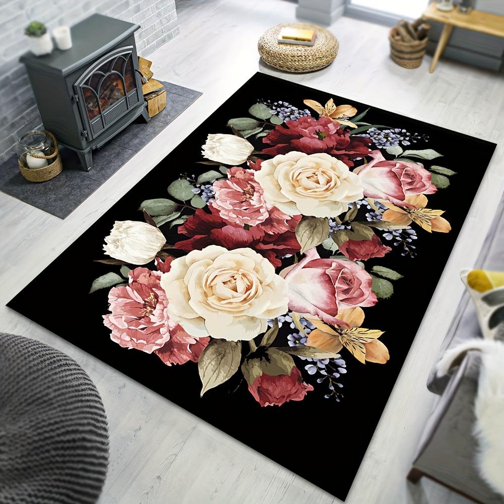 

1pc Beautiful flowers Pattern Carpet, Area Rug For Living Room Bedroom Room Bed Chair Non-slip Outdoor Camping Rug Floor Mat Home Room Decor 60cm by 90cm